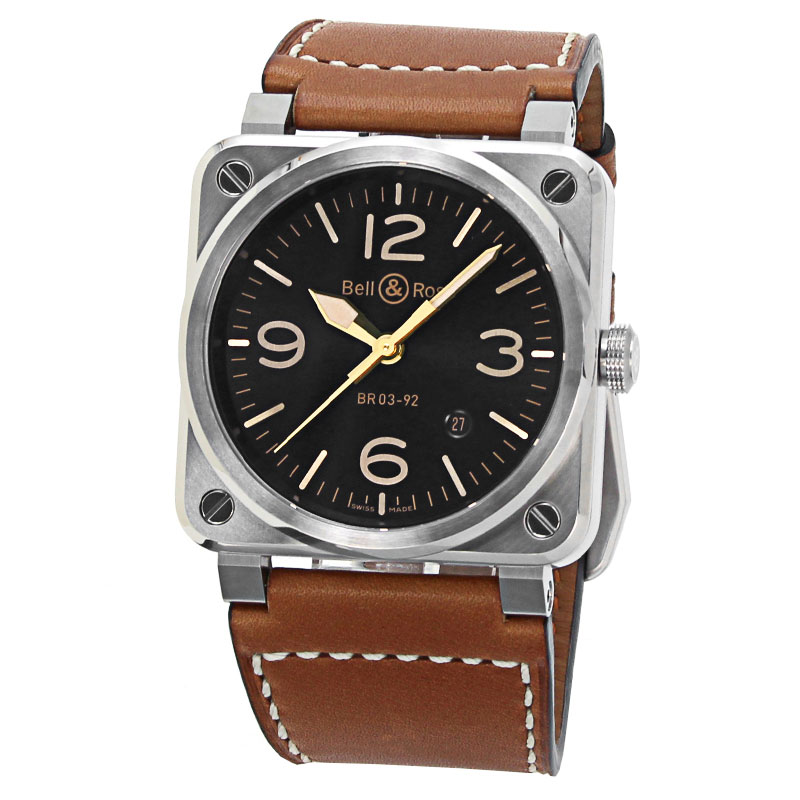 ベルandロス ベル&ロス Bell&Ross 時計 ウォッチ メンズ インストゥルメント INSTRUMENTS BR 03 AUTO BR03 92 GOLDEN HERITAGE ゴールデンヘリテージ ブラック文字盤 腕時計 ベル アンド ロス