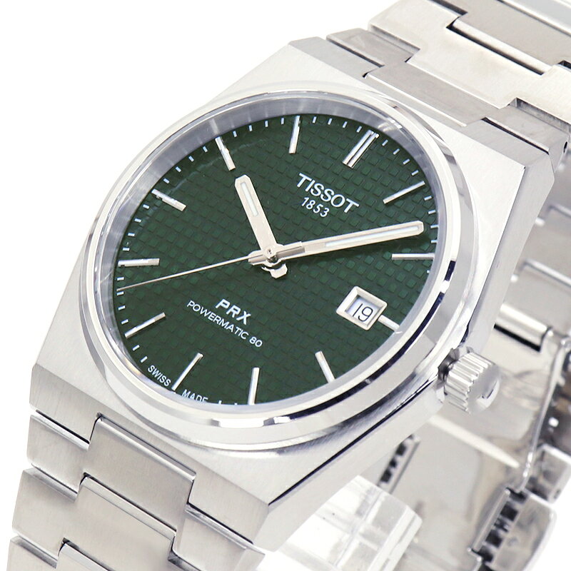 ティソ TISSOT 時計 ウォッチ メンズ ピーアールエックス パワーマティック80 PRX POWERMATIC 80 T137 407 11 091 00 グリーン文字盤 腕時計 10気圧防水（100m）