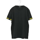 DSQUARED2 ディースクエアード 半袖Tシャツ D9M3U4120 アンダーシャツ インナー ラウンドネック 下着 ブラック イエローロゴ メンズ