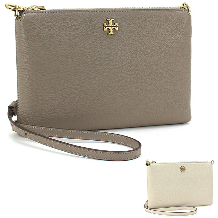 トリーバーチ 革ショルダーバッグ レディース トリーバーチ TORY BURCH KIRA PEBBLED TOP-ZIP CROSSBODY ミニショルダーバッグ クラッチ スリム コンパクト ソフトレザー 本革 61385 トリバーチ レディース アイボリー グレージュ