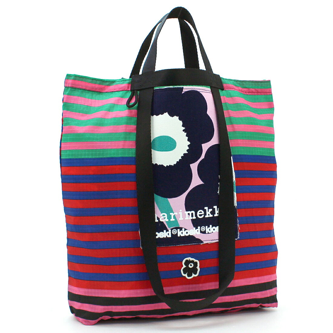 マリメッコ キオスキ marimekko kioski バッグ トートバッグ FUNNY TOTE TASARAITA 091984 リサイクル素材 2WAY 薄型 北欧 ボーダー レディース B4収納可能 ウニッコ柄