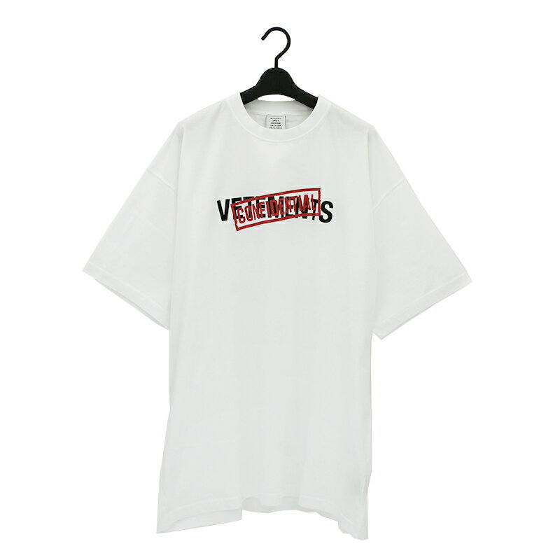 ヴェトモン VETEMENTS 半袖Tシャツ コンフィデンシャル ロゴTシャツ CONFIDENTIAL LOGO T-SHIRT UA53TR460W 1602 ユニセックス クルーネック シンプル カジュアル ブランドロゴ ロゴ刺しゅう コットン オーバーサイズ ストリート