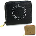 ステラマッカートニー STELLA McCARTNEY 二つ折りラウンドファスナー財布 ホック式小銭入れ EMBOSSED GRAINY MAT 7P0009 WP0057 ステラロゴ ヴィーガンレザー クルエルティフリー レディース ブラック サンド ベージュ イタリア製