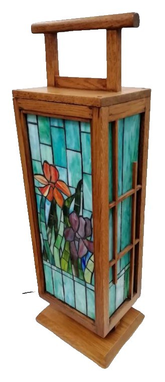 ステンドグラス 観音寺 ランプ 約22x17x68cm Wxdxh 間接照明 卓上 インテリア ライト 激安アウトレット スタンド インテリア 玄関 ステンドグラス 寝室 リビング 雑貨 おしゃれ かわいい アンティーク ヨーロッパ ティファニーランプ 行燈 あんどん 灯ろう とう