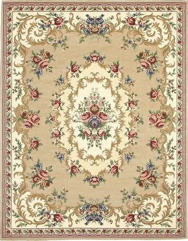 ゴブラン織　シェニールカーペット　ザイン　約200×250cm　BE ベージュ　ラグ　絨毯　カーペット　マット　インテリア　リビング　花柄　バラ