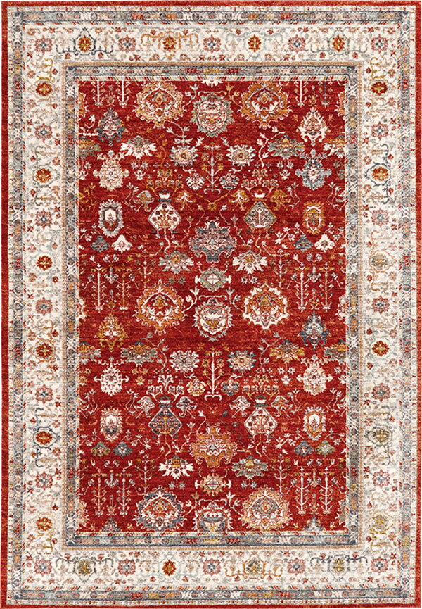 ラグ 絨毯 カーペット 200×250cm レッド色 長方形 クラシックモダン柄 ウィルトン織 GITAN