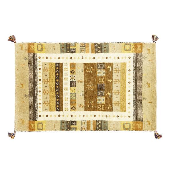 ギャベ マット ジュウタン60×90cm 長方形 ベージュ色 ホットカーペットOK 絨毯 SNOW