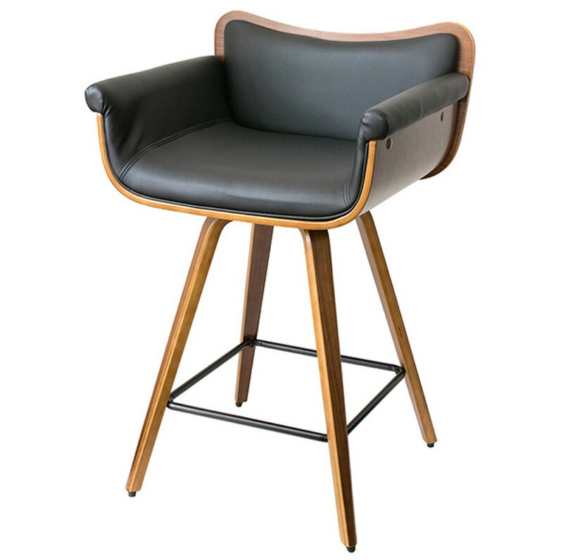 椅子 カウンターチェア バーチェア RAMO ラーモ KNC-J010 ブラック色 組立式 360度回転式