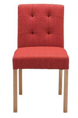 布張りダイニングチェア 2脚セット レッド色