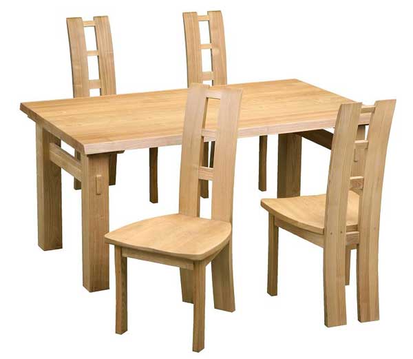 天然木タモ無垢材ダイニングセット 150センチ巾 5点セット