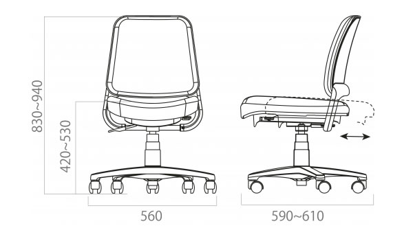 コイズミ カデットチェア 回転学習デスクチェア 布張り Cadet Chair ピンク色 HSC-741 PK [3]