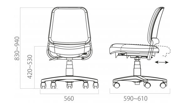 コイズミ カデットチェア 回転学習デスクチェア 布張り Cadet Chair ブラウン色 HSC-745 BR [3]