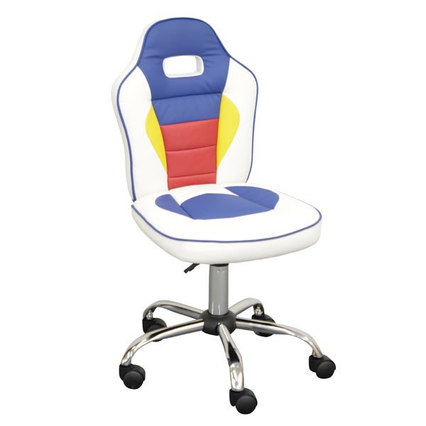 学習椅子、キッズチェア　レーシングカーイメージ　回転デスクチェア　スパイダー トリコロール色