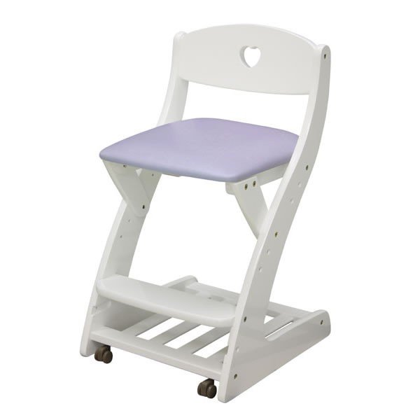 木製学習椅子　おしゃれな合成皮革張りデスクチェア　 フィットチェア　WC-16　ホワイトグロス色(パープル色合成皮革張り)