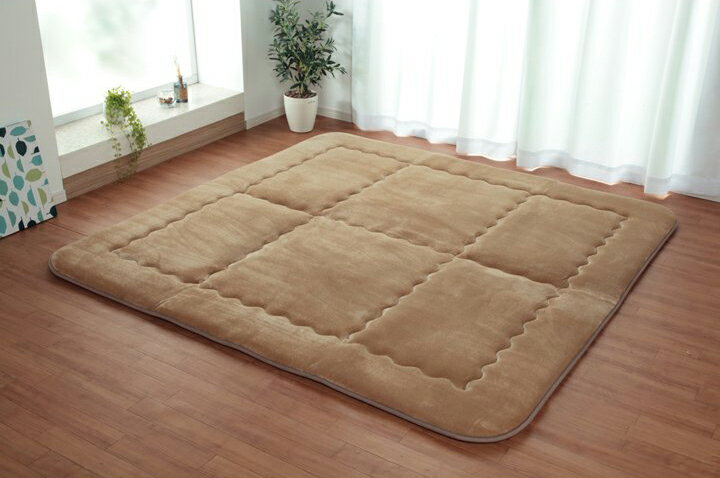 正方形こたつ敷布団 190×190サイズ スムース あったかふっくら敷　ベージュ色