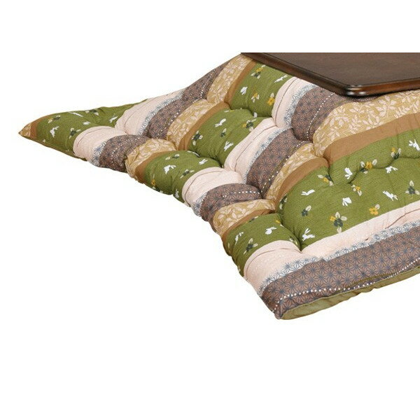 和風ストライプこたつ布団 長方形コタツ用厚掛けふとん（掛け単品） コヨミ（こよみ） グリーン色 長方形105〜120巾こたつ用