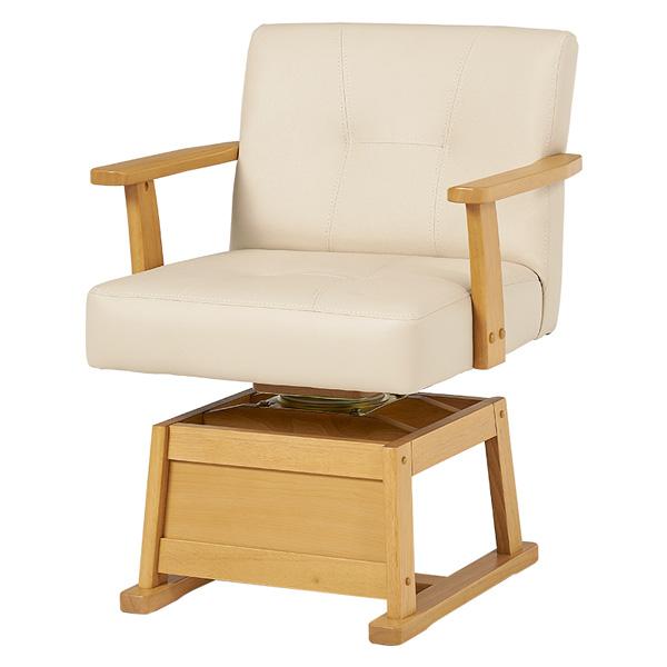 肘掛付木製ダイニングチェアー/ハイタイプこたつ用食卓椅子 KC-7589NA ナチュラル色