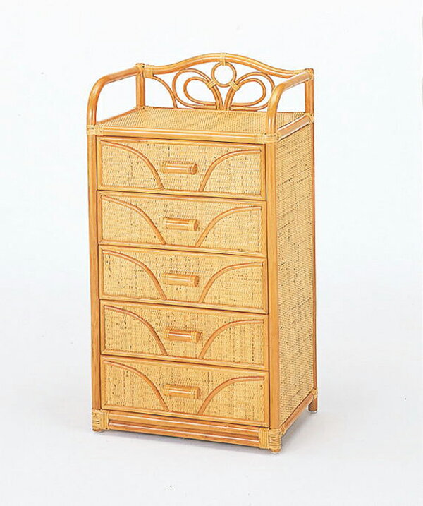 ラタンチェスト 籐家具 引き出し5杯タイプ 50センチ幅 引出し収納 W-701 籐整理タンス