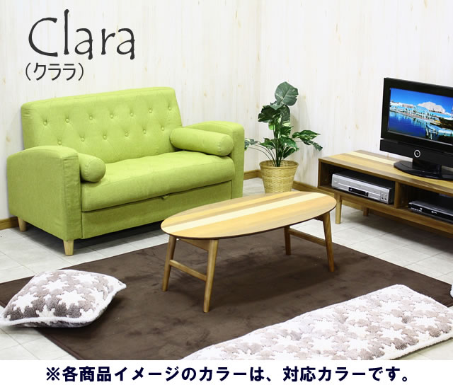 ソファー 2人用ソファ 収納庫付 グリーン色 Clara [2]
