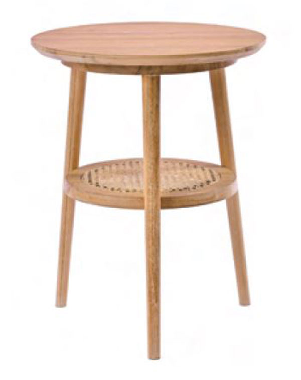籐 ラタン サイドテーブル ナチュラル チーク無垢材 アジアンテイスト T038X