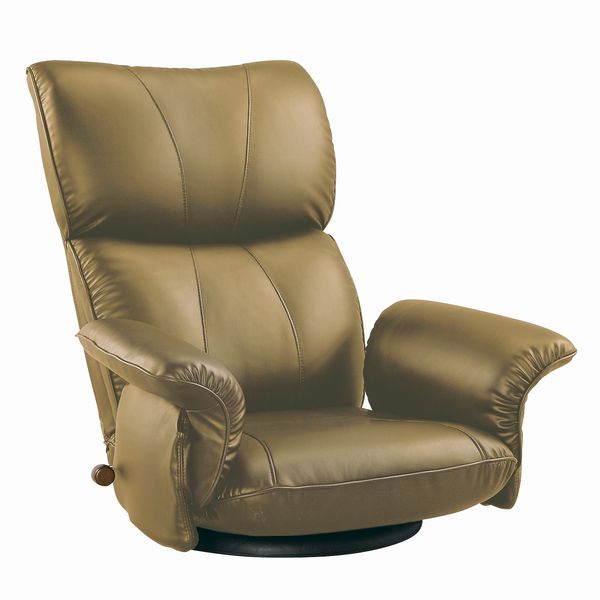 スーパーソフトレザー張り 肘付きリクライニング回転座椅子 匠(たくみ) YS-1396HR ブラウン色(茶色) ザイス 座いす