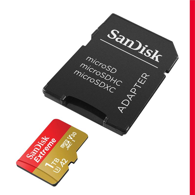 1TB Extreme microSDXC UHS-I Memory Card with - C10, U3, V30, 4K, 5K, A2, Micro SD Card- SDSQXAV-1T00-GN6MA