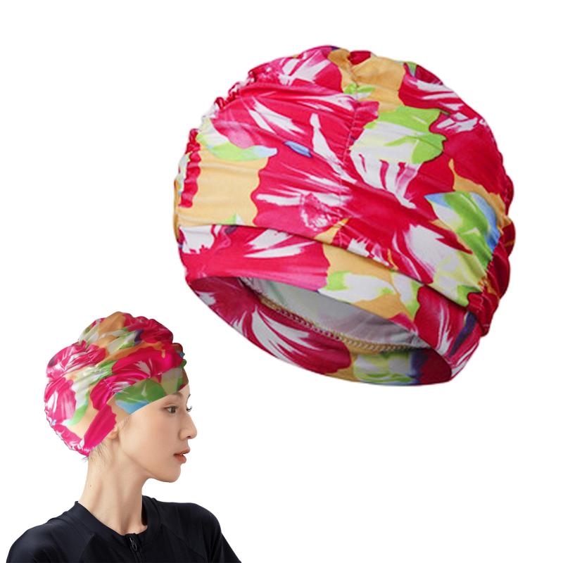 YANYULI 水泳帽子 プール帽子 花柄 長髪短髪 プール帽子 スイミングキャップ 水泳 キャップ 実用的 伸縮性良い おしゃれ プリーツ 花柄 海水浴 水泳 温泉 男女兼用 大人用