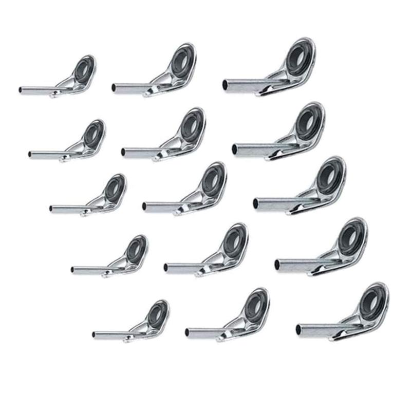 トップガイド 15個セット ロッドガイドステレンス 釣り竿穂先 交換 修理キット ロッドの修理 0.9mm、1...