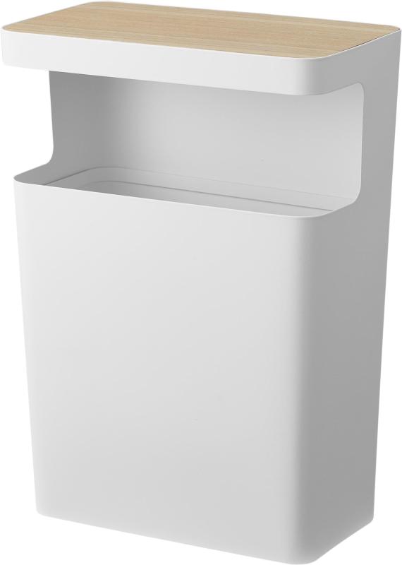 山崎実業(Yamazaki) 天板付き トラッシュカン 角型 ナチュラル W31×D17×H42.5cm リン RIN 袋が見えない ゴミ箱 サイドテーブル 1982