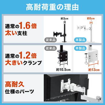 水平3関節モニタアーム 高耐荷20kgまで 32インチ 1画面アーム 支柱高さ50cm ディスプレイアーム モニターアーム 液晶モニターアーム モニタースタンド