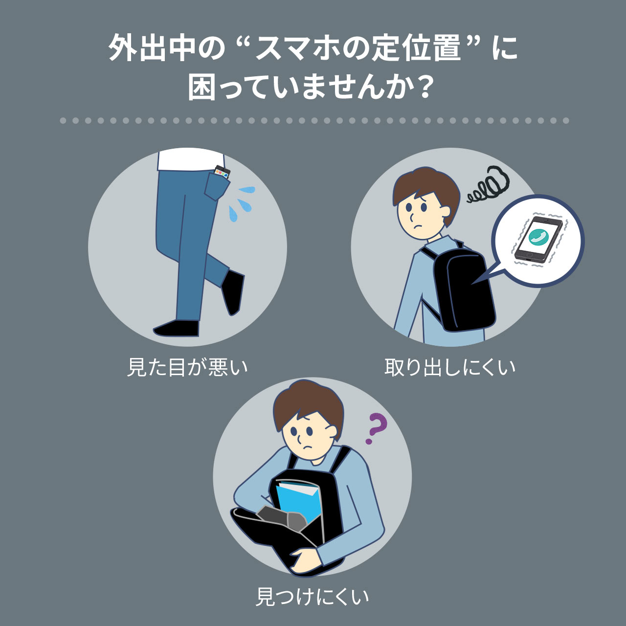 リュックベルト用スマホポーチ 2台収納 耐水生地 ベルト取付 スマホケース ベルト...