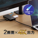 ドッキングステーション HDMI2つ 2画面出力対応 4K/60Hz対応 USB-C接続 USB PD100W スマートPD対応 カードリーダー 有線LAN L...