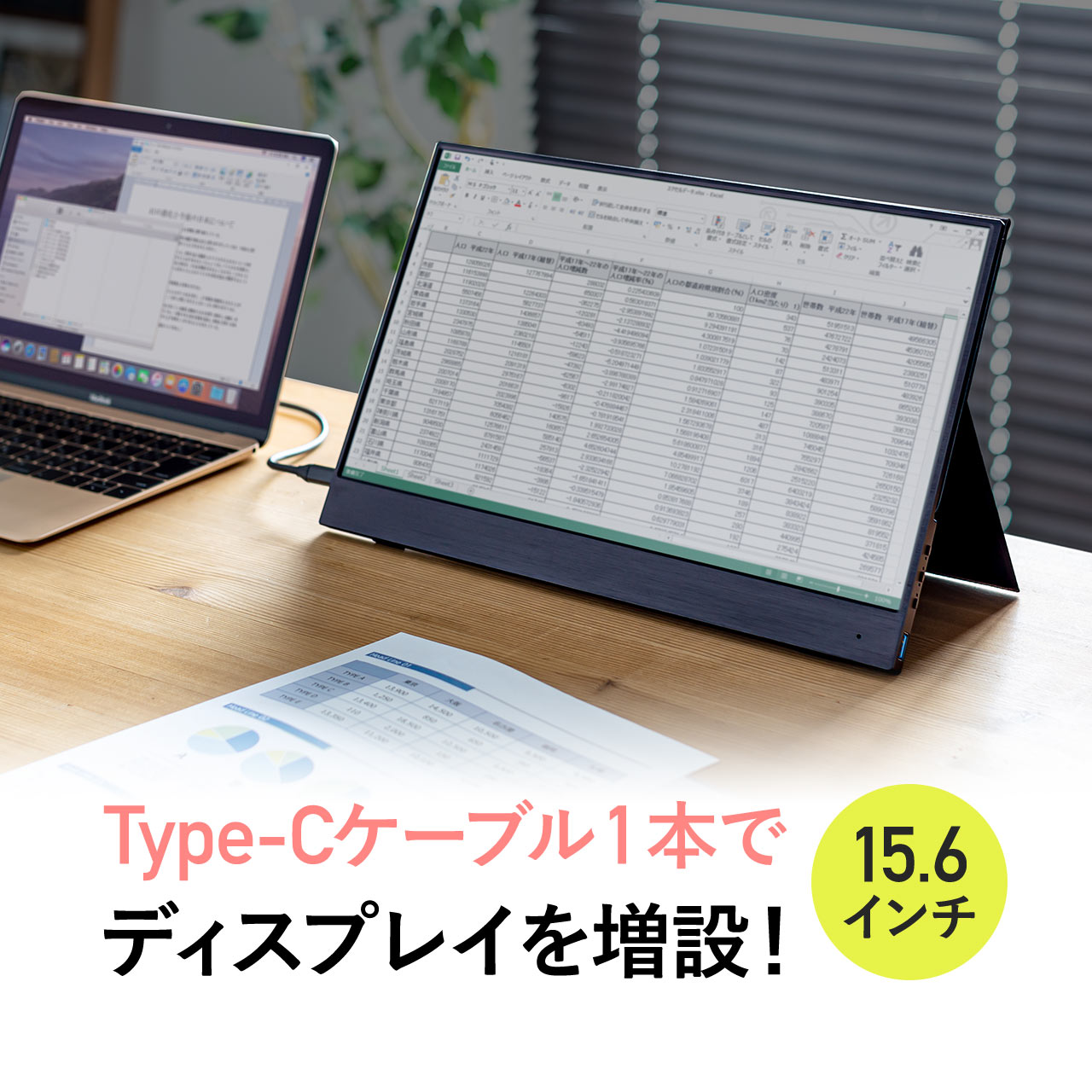 モバイルモニター モバイルディスプレイ 15.6 switch ディスプレイ ノングレア ポータブルモニター フルHD 15.6インチ USB Type-C HDMI出力 スタンド付き テレワーク 在宅勤務