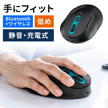 マウス ワイヤレス エルゴノミクス 無線 Bluetoothマウス エルゴマウス 充電式 静音ボタン 5ボタン Type-A Type-C コンボマウス 低め 腱鞘炎防止 カウント切り替え 多ボタンマウス