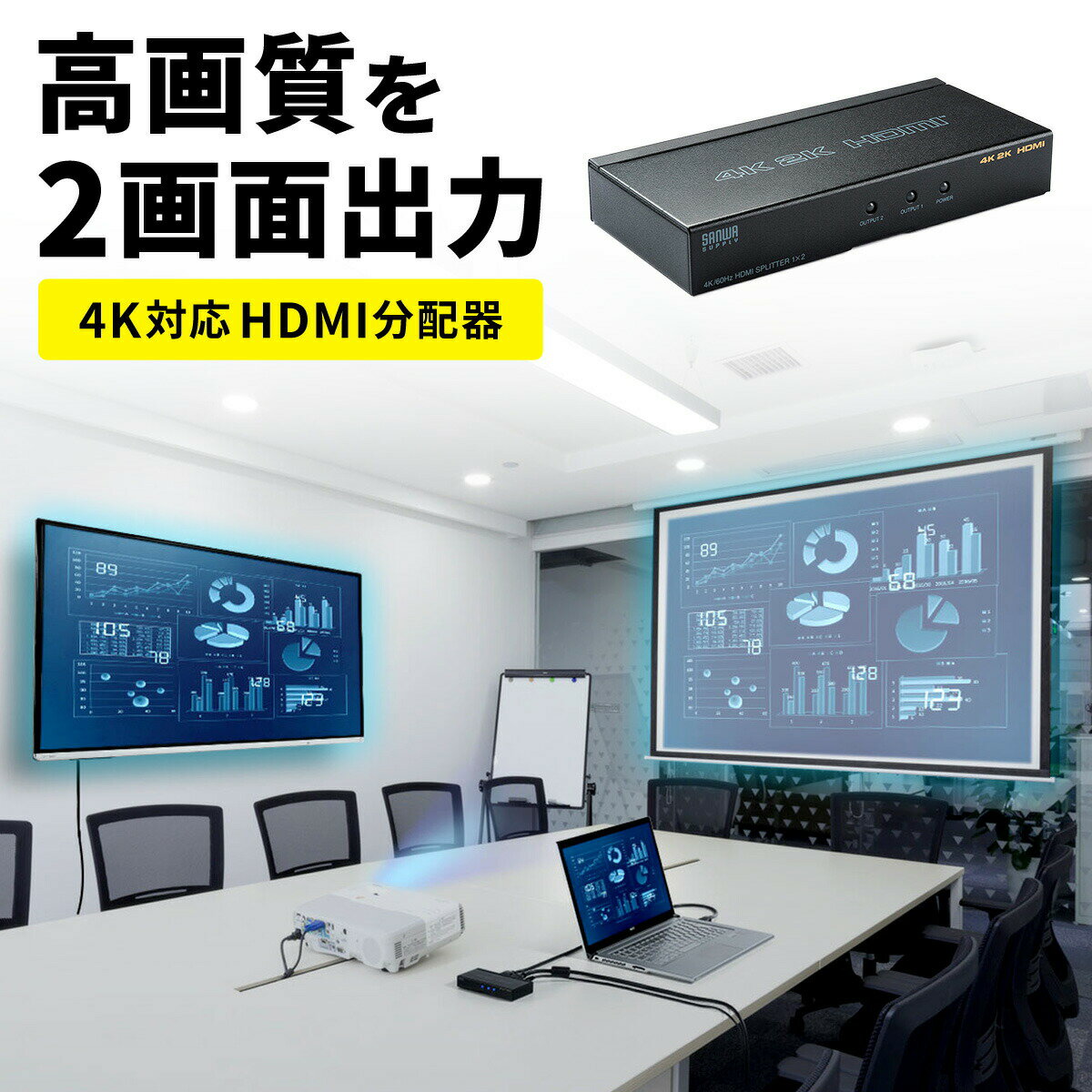 【楽天1位受賞】HDMI分配器 1入力2出力 2分配 HDMIスプリッター 4K/60Hz対応 HDCP2.2対応 セレクタ