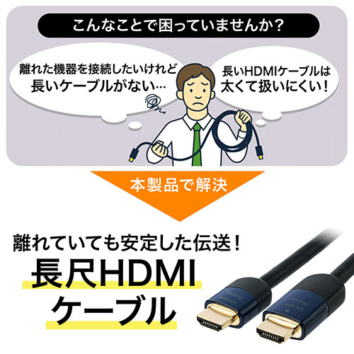 HDMIアクティブケーブル 10m イコライザ内蔵 4K/30Hz対応 Activeケーブル HDMI正規認証品 ブラック HDMIケーブル 2