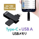 Type-C & USB-A USBメモリ MFi認証 iPhone iPad Android 対応 パソコン 写真 動画 バックアップ スイング式 iXflash