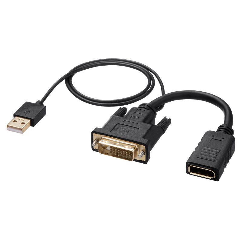 DVI-DisplayPort 変換アダプタ 4K/30Hz 約15cm RoHS6 10 対応 USB電源 DVI-24pin 3重シールド AD-DVDP01 サンワサプライ
