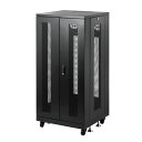 サーバーラック 19インチ 中型 24U 鍵付き 観音開き 奥行60cm キャスター アジャスター メッシュパネル仕様 CP-SVNA2460MBK
