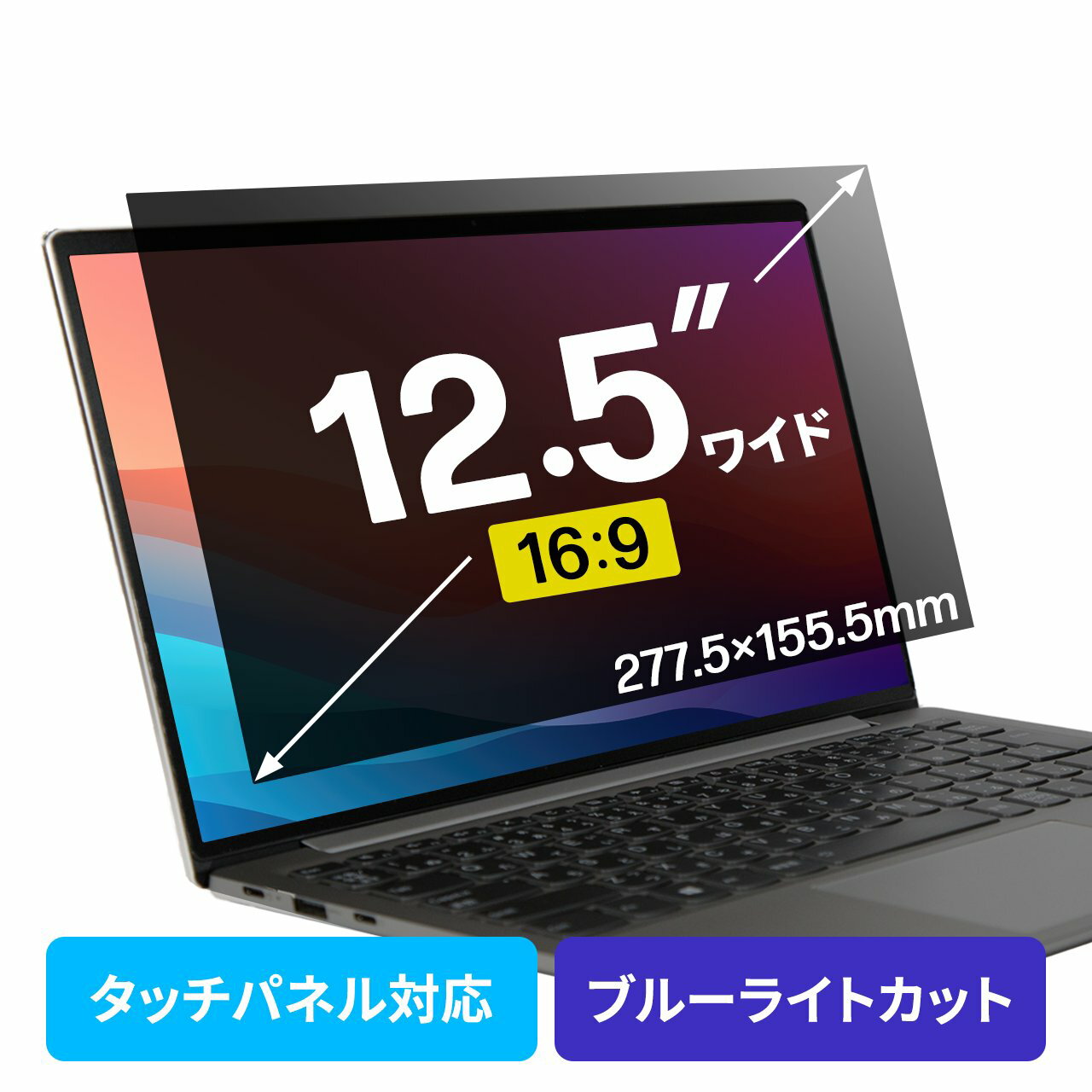 プライバシーフィルター 覗き見防止 12.5型ワイド ノートパソコン ブルーライトカット (16:9)