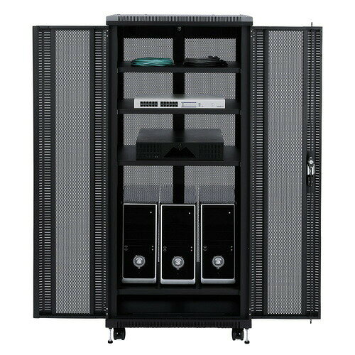 【楽天1位受賞】タワー型サーバーラック ネットワーク機器収納ラック ルーター/NAS/ハブ/UPS メッシュパネル 両開き 鍵付き 高さ160cm [3]