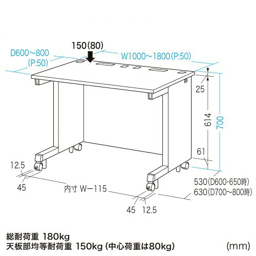 eデスク オフィスデスク 事務机 平机 セミーオーダーデスク 特注 ブラック 幅155cm 奥行60cm 高さ70cm【受注生産品】 [2]