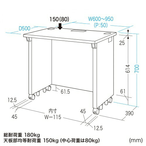 eデスク オフィスデスク 事務机 平机 セミーオーダーデスク 特注 ブラック 幅95cm 奥行50cm 高さ70cm【受注生産品】 [2]