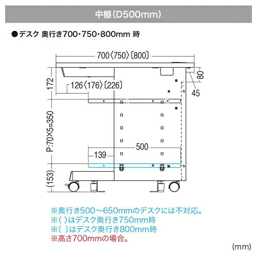 eデスク セミーオーダーデスク 中棚 幅165cm用 ブラック 奥行50cm【受注生産品】 EN-1655BK [2]