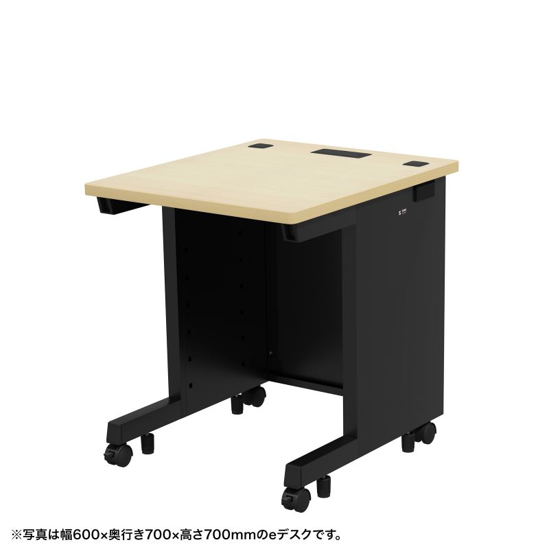 【火曜限定 クーポンで2100円OFF】eデスク 事務机 平机 セミオーダーデスク 特注 薄い木目＋ブラック 幅65cm 奥行70cm 高さ70cm【受注生産品】 ED-SK6570BKLM サンワサプライ