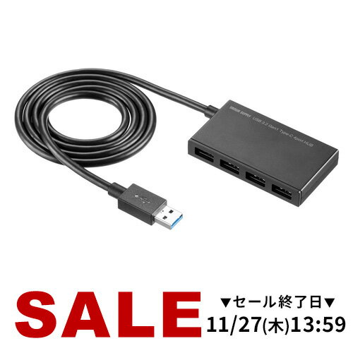 USBハブ 4ポート USB-A ケーブル長 1m USB 3.2 3.0 バスパワー 薄型 軽量 コンパクト 高速データ転送 5..