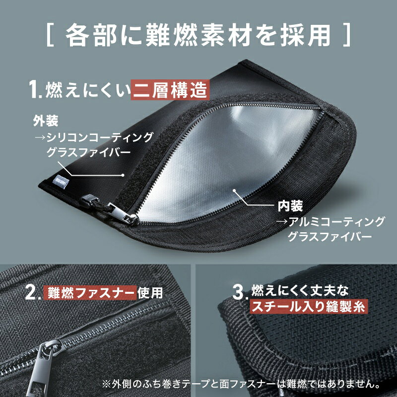 モバイルバッテリーケース 難燃性ケース 燃えにくい ガジェットポーチ Sサイズ ブラック IN-FP1BK サンワサプライ sanwadirect-10108101 サンワダイレクト楽天市場店 サンプル画像3
