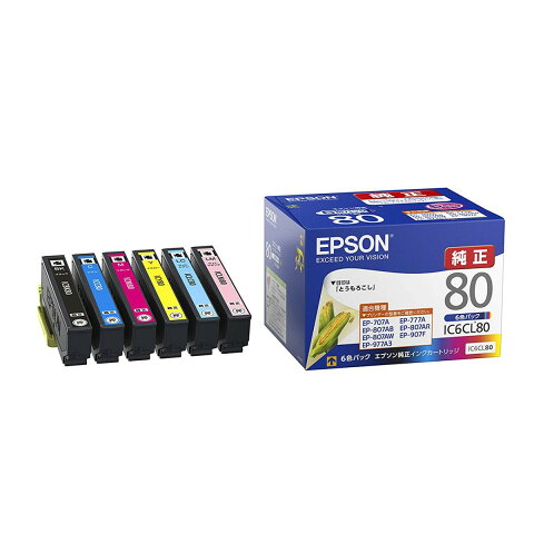 エプソン 純正インク IC6CL80 （6色パック） カラリオColorio対応 インクカートリッジ とうもろこし 【EPSON】
