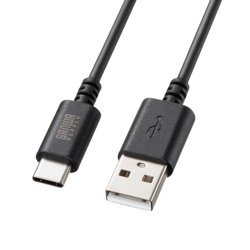 乐天商城 - Type-C-Aケーブル USB2.0規格 5V3A USB-IF認証品 最大480Mbps PVC素材 二重シールド構造 金メッキピン 約1.5m ブラック KU-CA15BK サンワサプライ