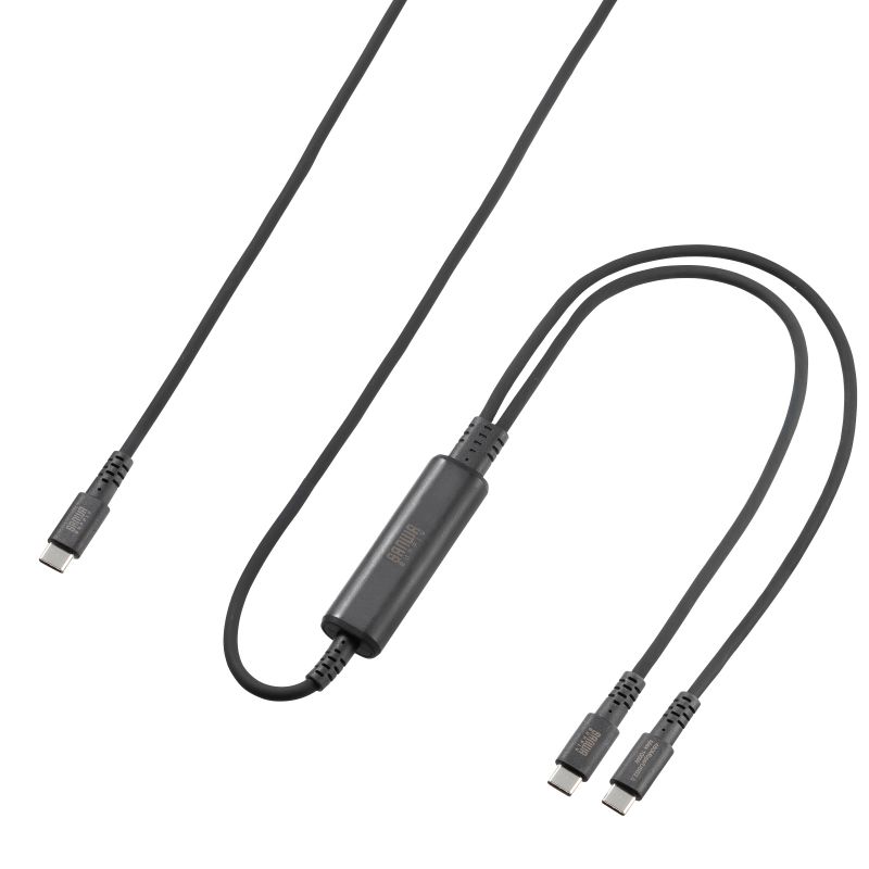 USB Type-Cケーブル 急速充電 PD100W 2-in-1 2台同時充電 データ通信 二股 シリコンケーブル ケーブルタイ付き 1.2m …